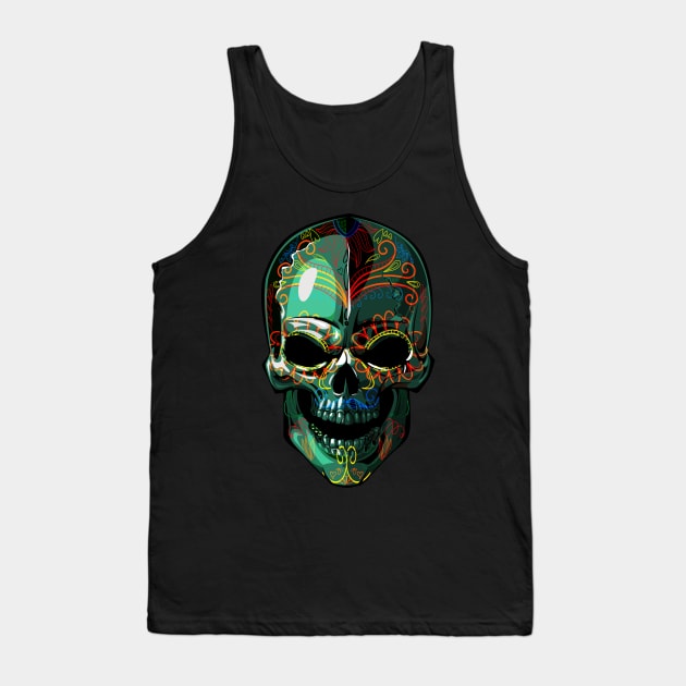 Dia de los Muertos skull Tank Top by Digster